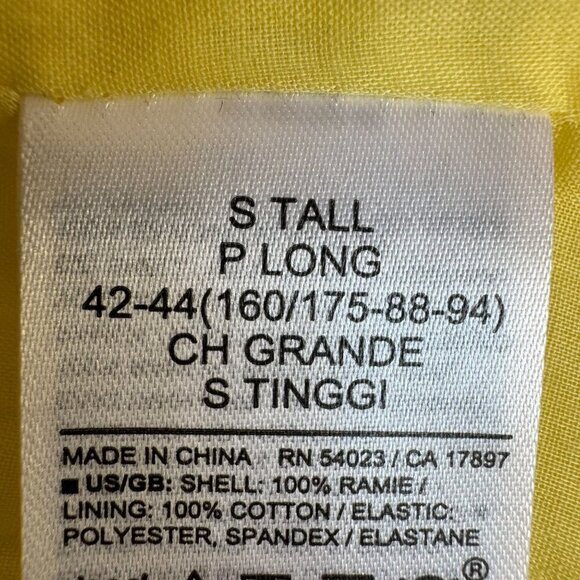 Banana Republic Yellow Ramie Gauze Twist Front Long Ballon Sleeve Peplum Blouse - Picture 16 of 17